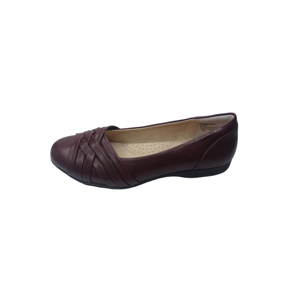 Cliffs by White Mountain Chic Flat Womens 6.5 M Burgundy Woven Strap Round Toe
